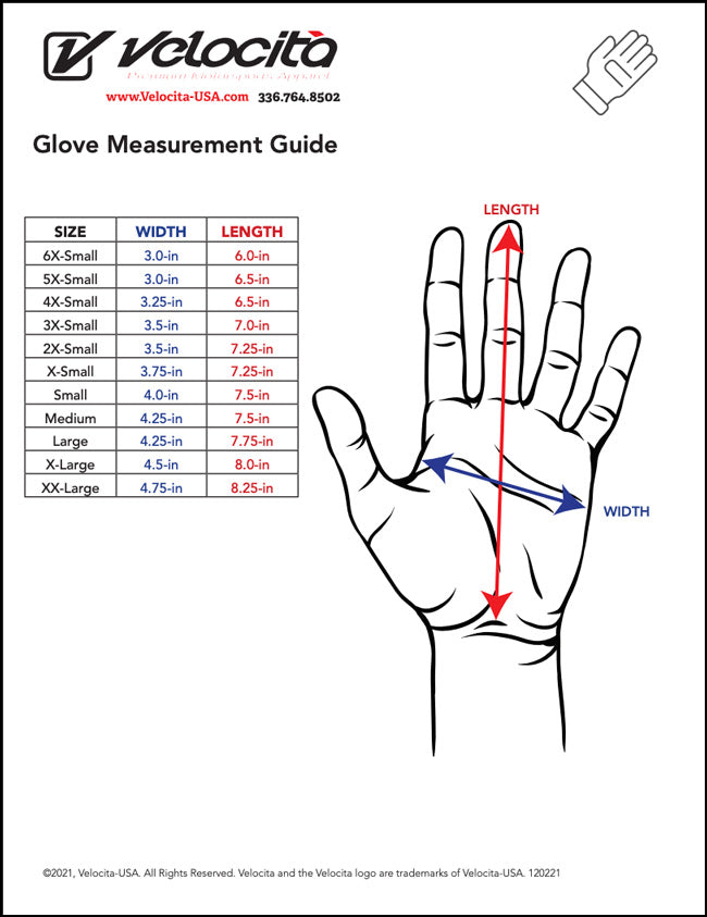 Glove size sizing chart measurement guide