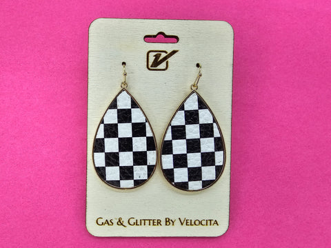 Checkered Teardrop Earrings
