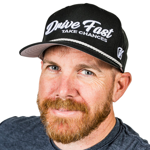 Drive Fast, Take Chances - Script Black Hat with White Rope - Performance - Limited Edition