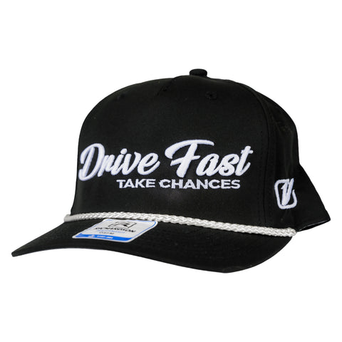 Drive Fast, Take Chances - Script Black Hat with White Rope - Performance - Limited Edition