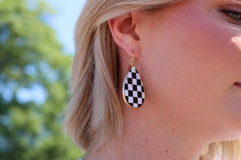 Checkered Teardrop Earrings