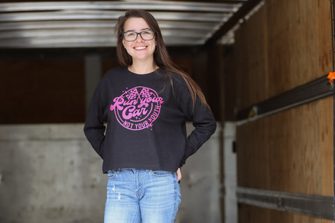 Black Long Sleeve Crop Run Your Mouth