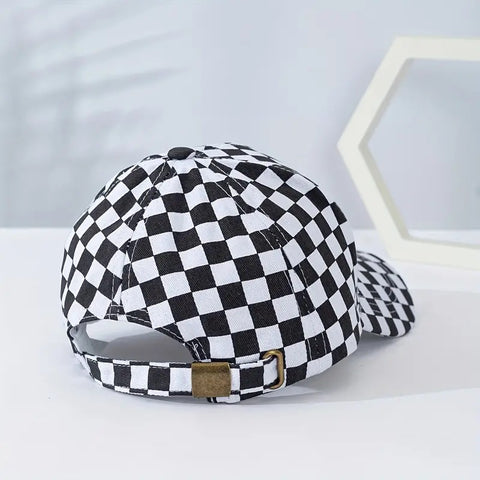 Checkered Twill Ball Cap